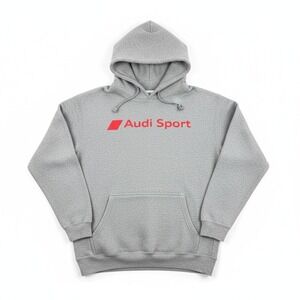 Audi Sport Hoodie Gray Red Logo Pullover Sweatshirt Mens Small